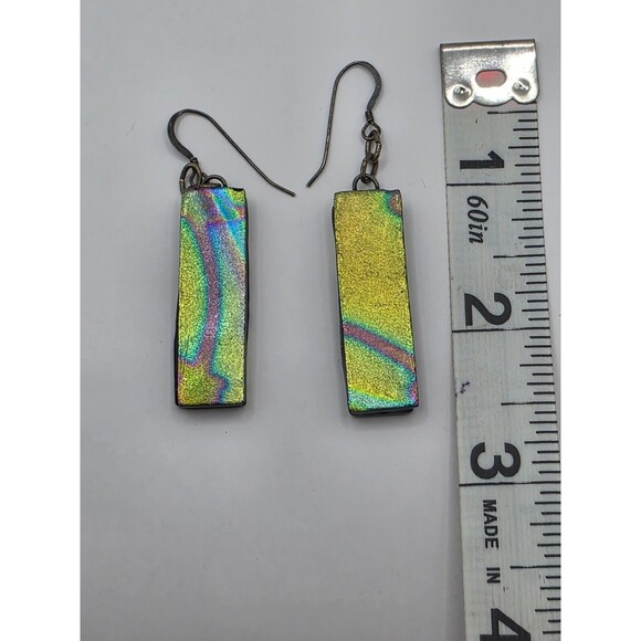 Abstract Art Clay Boho Dangle Hook Pierced Earrings 2" - Picture 4 of 4